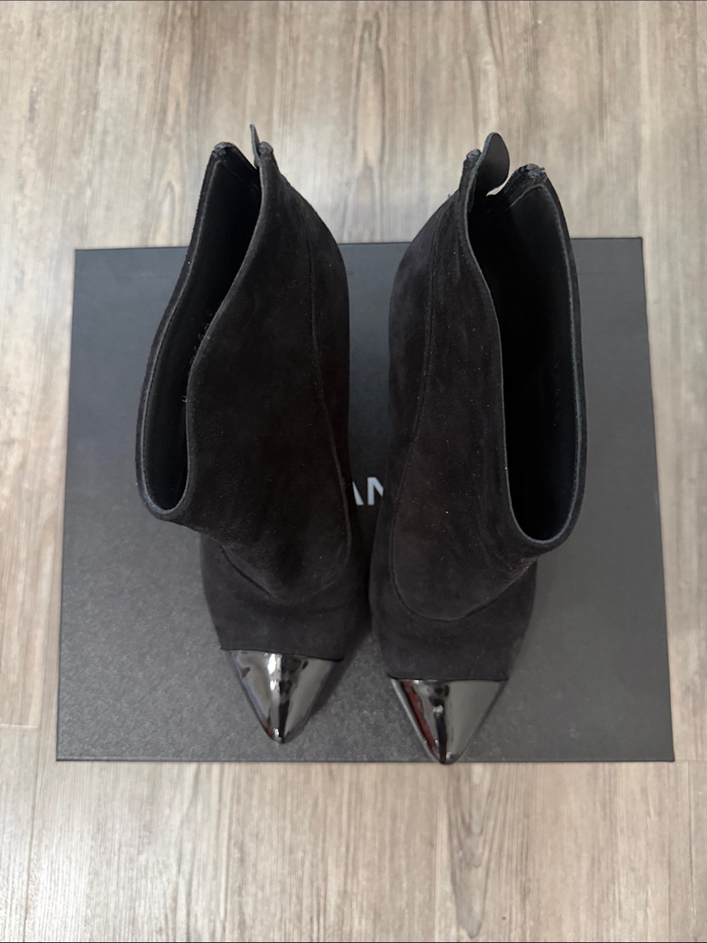 Black Suede Pointed Toe Ankle Boots - Women
